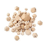 Craftdady 145pcs Unfinished Geometric Wood Spacer Beads Unpainted Natural Wood Faceted Polygon Loose Beads 8 Sizes for Craft Jewelry Making Home Craftdady