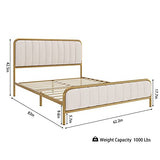 HITHOS Queen Size Upholstered Bed Frame with Button Tufted Headboard and Heavy Duty Metal Base HITHOS