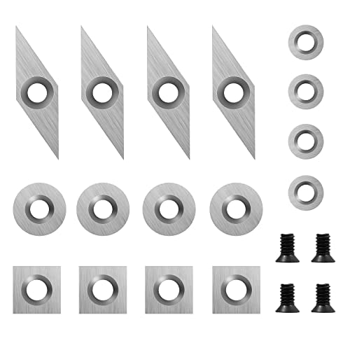 16Pcs Tungsten Carbide Cutters Inserts Set for Wood Lathe Turning Tools(Include 11mm Square with Radius,12mm and 8.9mm Round,30x10mm Diamond with - WoodArtSupply