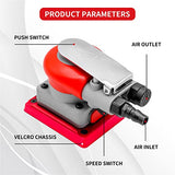 DATOUBOSS Pneumatic Palm Sander Square Air Random Orbital Sander for Car Waxing，Auto Body Work, Wood working Car Polisher Sets with Sanding Pad and DATOUBOSS