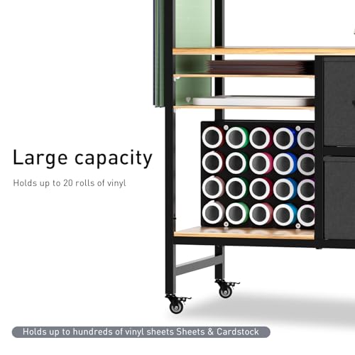 PUNLUXU Organizers and Storage Compatible with Cricut Machines - Vinyl Roll Holder, DIY Pegboard with Accessories Organizer, Rolling Craft Table with PUNLUXU