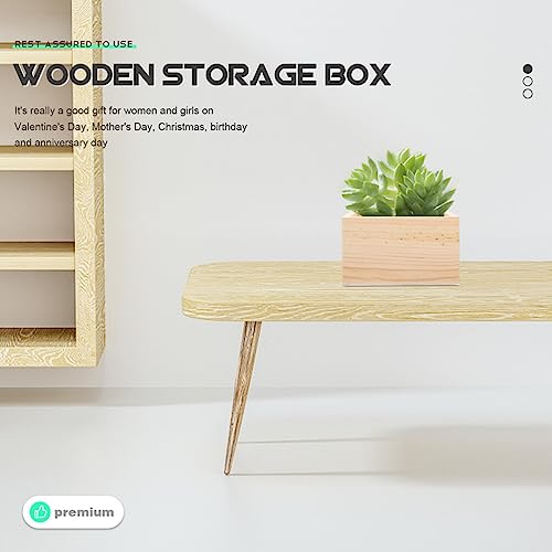 Yardwe 4Pcs Wooden Box, Unfinished Small Square Wooden Box, Rustic Wooden Box, Organizer Container for DIY Crafts, Collectibles, Succulents, Desktop Yardwe