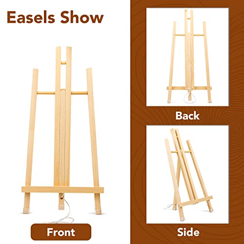 AROIC 8 Pack 16 Inch Wood Easels, Easel Stand for Painting Canvases, Art, and Crafts, Tripod, Painting Party Easel, Kids Student Table School AROIC
