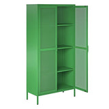 Novogratz Channing Tall 2 Door Storage Cabinet-Mesh Metal Locker, Kelly Green Novogratz