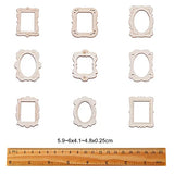 KitBeads 50pcs Random Mini Photo Picture Frame Unfinished Wood Ornaments Vintage Photo Frame Laser Cut Wood Craft Embellishments for DIY Painting KitBeads