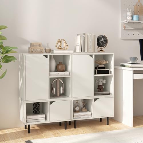 Giantex 5 Cube Stackable Storage Bookcase with Adjustable Shelves and Cabinets Giantex