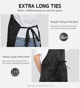 Syntus 2 Pack Adjustable Bib Apron Waterdrop Resistant with 2 Pockets Cooking Kitchen Aprons for Women Men Chef, Black Syntus