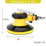 Professional Air Random Orbital Palm Sander, Dual Action Pneumatic Sander, Low Vibration, Heavy Duty … (5-inch Yellow) Gedu