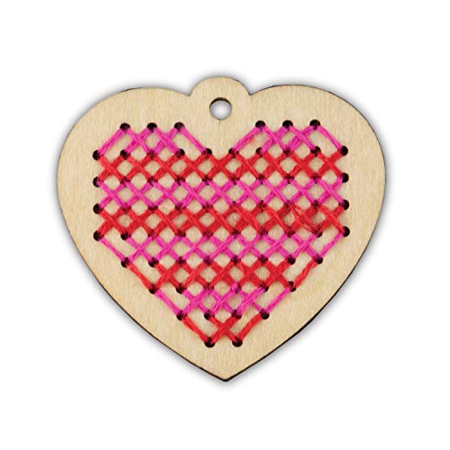 MindWare Make Your Own Cross Stitch â€“ Cute & usable DIY Crafts for Girls & Teens â€“ Make 12 Wooden Pendants â€“ 29 pcs MindWare