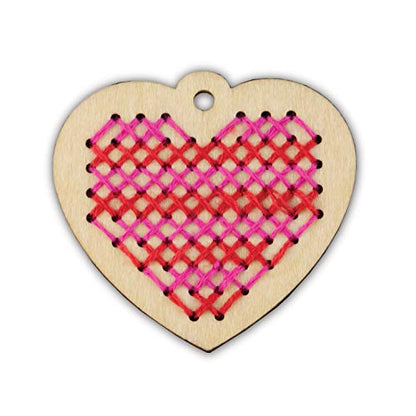 MindWare Make Your Own Cross Stitch â€“ Cute & usable DIY Crafts for Girls & Teens â€“ Make 12 Wooden Pendants â€“ 29 pcs - WoodArtSupply