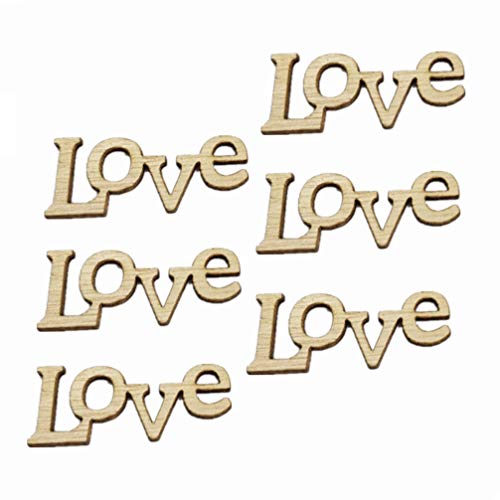 STOBOK 50pcs Wooden Love Letters Unfinished Wood Cutouts Wood Shapes Pieces Wood Discs Slices for DIY Craft Wedding Birthday Party Favors STOBOK