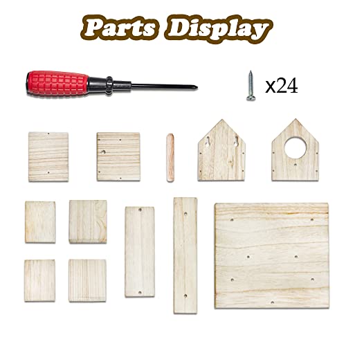 DIY Outdoor Wooden Bird Feeding Build House,Wooden Bird House Kit for Outside Hanging,4.6 Inches Bird Nest, Nesting Box for Backyard Courtyard Patio Paiaojia