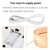 HYNNIO 4 Pack 3D Led Night Light Lamp Base, 3D Wood Light Base, Includes Remote Control, Charger Cable, Adjustable 7 Colors Lights Base HYNNIO