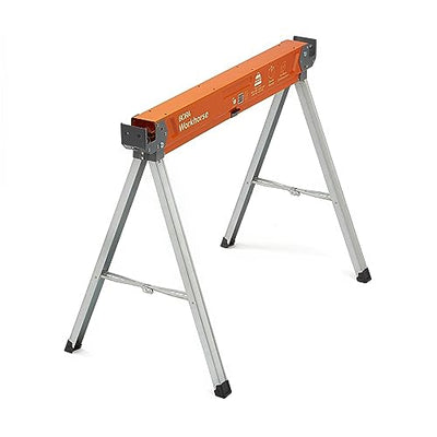 BORA Workhorse Sawhorse - Single Piece Stand with Folding Legs, Metal Top for 2x4, Heavy Duty Pro Saw Horse for Woodworking, Carpenters, Contractors,