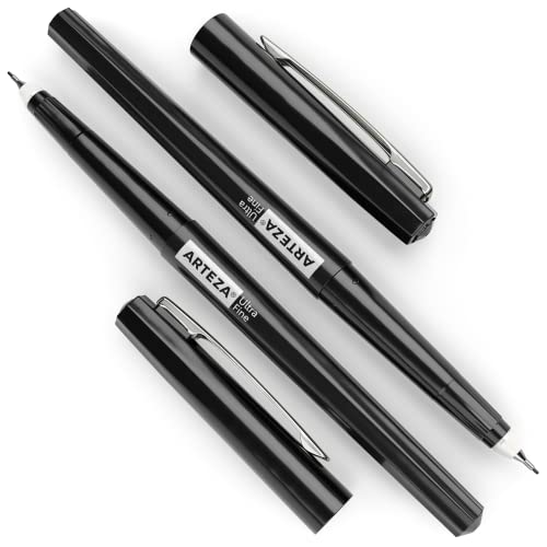 ARTEZA Permanent Markers, 40 Black Pens, Ultra-Fine Tip, Quick-Drying, Water Resistant, for Calligraphy and Note Taking, Office, Classroom ARTEZA