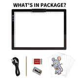 Rechargeable A4 Light Pad with Innovative Stand and Top Clip, Elice Wireless Bright Light Tracing Board Portable LED Artcraft Tracer Box for Artists, elice