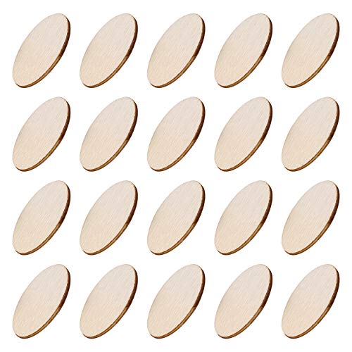 NUOBESTY 200pcs Unfinished Wood Oval Slices Natural Rustic Wooden Cutout Oval Wood Pieces Tag for DIY Craft Wedding Centerpiece Christmas