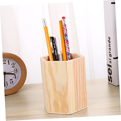 KALLORY 2 Pcs Wood Pencil Stand Silverware Holder Wood Boxes for Crafts Wood Pencil Rack Unfinished Pencil Holder to Paint Wood Pencil Cup Makeup KALLORY