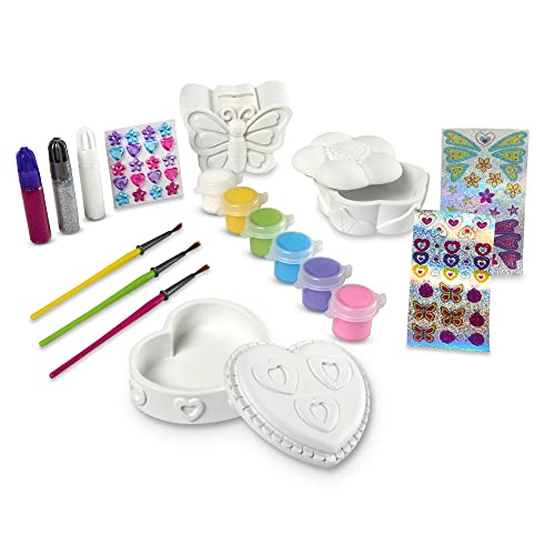 Melissa & Doug Created by Me! Favorite Things Craft Kits Set: Decorate-Your-Own Flower and Heart Treasure Boxes and Butterfly Bank Melissa & Doug