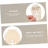 Happyyami 50pcs Ghost Festival Sign Unfinished Wood Chips Unfinished Wood Cutout Halloween Coffin Cutoutcs Halloween Coffin Slices Rip Coffin Wood Happyyami
