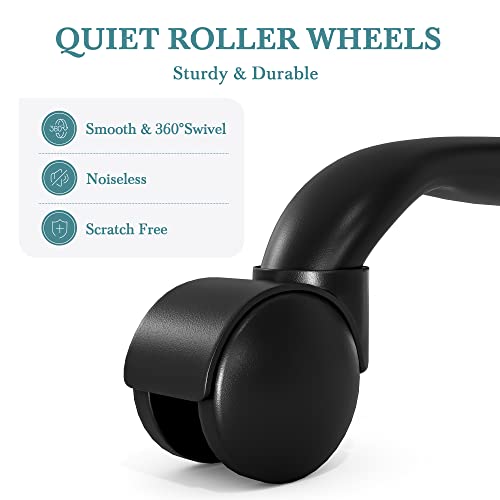 HOOMIC Rolling Stool Swivel Salon Shop Stool Chair Adjustable Drafting Stool Massage Spa Stool with PU Leather Cushioned in Black… HOOMIC