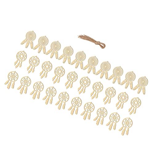VOSAREA 30Pcs Wooden Dreamcatcher Wood Cutout Shapes Craft Shaped Embellishments Dream Catcher Wood Slices Handmade Labels Wood Log Slices Hanging VOSAREA