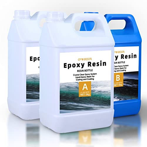 OYOOWOOA Deep Pour Epoxy Resin 4 Gallons Kit 2:1 Liquid Resina Epoxica Transparente Crystal Clear Casting Resin for Garage Floor River Tables Live