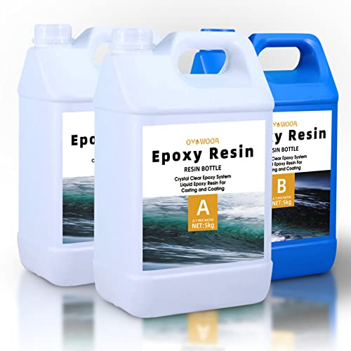 OYOOWOOA Deep Pour Epoxy Resin 4 Gallons Kit 2:1 Liquid Resina Epoxica Transparente Crystal Clear Casting Resin for Garage Floor River Tables Live OYOWOOA