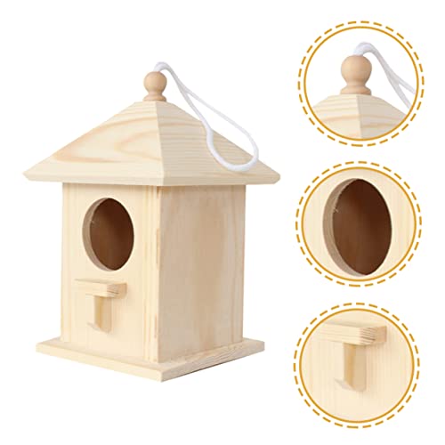 BESPORTBLE Bird Nest Wood Birds Cages Bird Houses for Outside Wooden Garden Bird Shelter Small Bird Hanging Bird Unfinished Wood Birdhouse BESPORTBLE