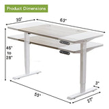 Radlove Electric Height Adjustable Standing Desk, 63x 30 Inches Stand Up Desk Workstation, Splice Board Home Office Computer Standing Table Ergonomic Radlove