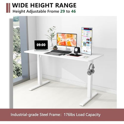 Win Up Time Standing Desk Adjustable Height- 48 x 24 Inches Whole Piece Desktop Stand Up Desk, Electric Standing Desk, Sit to Stand Desk for Home - WoodArtSupply