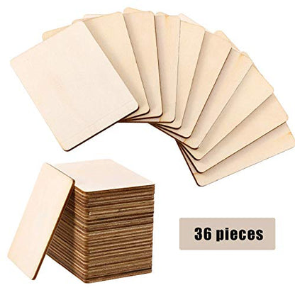 Boao Blank Wood Squares Wood Pieces Unfinished Round Corner Square Wooden Cutouts for DIY Arts Craft Project, Decoration, Laser Engraving Carving
