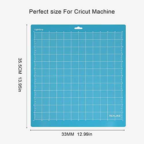 REALIKE LightGrip Cutting Mat for Cricut Maker 3/Maker/Explore 3/Air 2/Air/One, 2 Pack 12x12 Inch Blue Light Grip Adhesive Sticky Non-Slip Cut Mat - WoodArtSupply