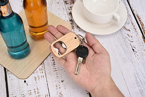 10Pcs Wooden Keychain Bottle Opener Blanks Wood Engraving Bulk Key Chain Unfinished Key Tag for Party Favors DIY Gift Craft Supplies (10pcs) - WoodArtSupply