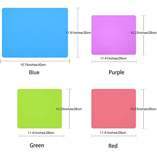 HiGift 4 Pack Silicone Mats for Crafts, Silicone Sheet for Crafts Resin Jewelry Casting Mat Pad, Waterproof Nonstick Heat-Resistant, Blue, Pink, HiGift