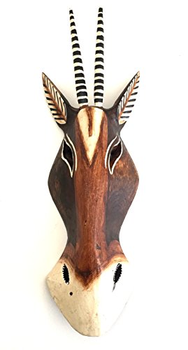 OMA Wood Carved African Giraffe Mask Safari Tribal Tiki Mask Home Decor BRAND - WoodArtSupply