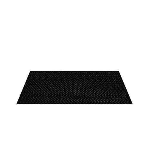 RESILIA Heavy Duty Garage Floor Runner & Protector Mat - Slip-Resistant Grip, Embossed Diamond Plate Pattern, Water & Stain Resistant, Black (4 feet