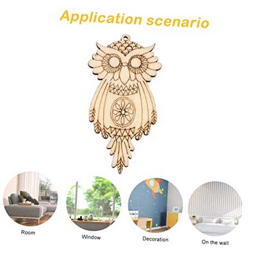 SEWACC 75 Pcs owl Wood Chips Wooden Craft Shapes Unfinished Wood Shapes DIY Handmade Wood Chips Wooden Animal Christmas Ornaments Torch Necklace for SEWACC