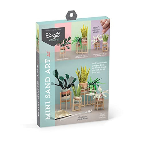 Craft Crush Mini Sand Craft Kit - Faux Plant Home Decor - Small Fake Plants Decor - DIY Craft Kit for Kids, Teens & Adults - 5 Mini Plants with Craft Crush