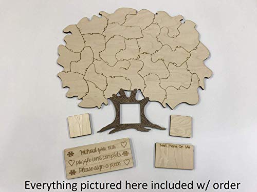 25pc DIY Blank Wooden Tree Puzzle Guest Book Alternative | Add Your Own Personalization - WoodArtSupply