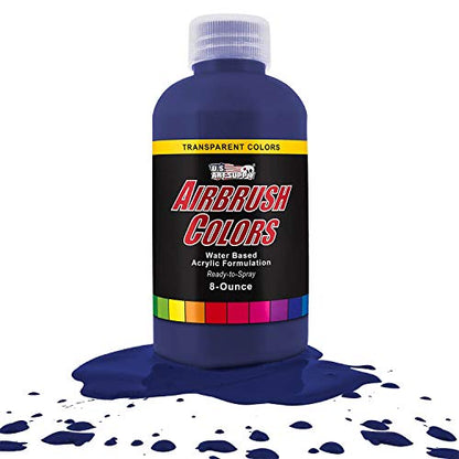 U.S. Art Supply Phthalo Blue Transparent Acrylic Airbrush Paint 8 oz.