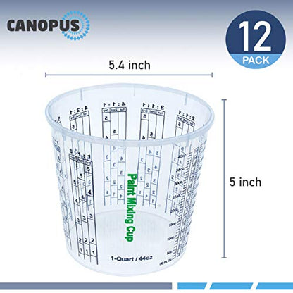 CANOPUS Paint Mixing Cups, Pack of 12 Cups with 3 Lids, 44-fl oz, Solvent Resistant, Reusable Clear Plastic Cups for Paint, Epoxy, Resin, Oil, - WoodArtSupply