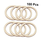 TEHAUX 100pcs Scrapbooking Embellishments Unfinished Wood Circles Wreath Frame Wood Blanks Ring Wooden Linking Rings Charms Unfinished Wood DIY Craft TEHAUX