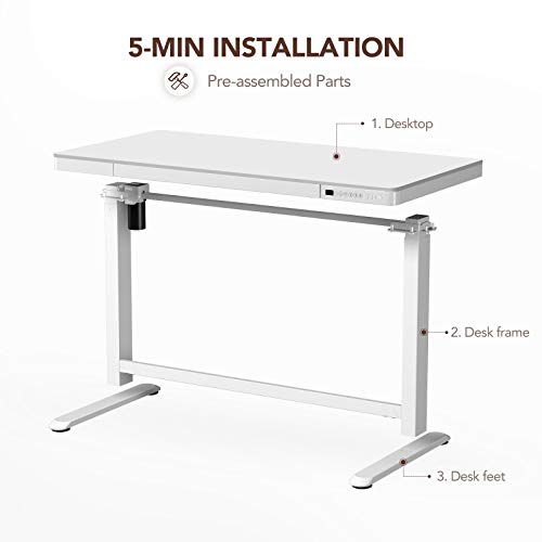 FLEXISPOT Comhar Electric Standing Desk with Drawers Charging USB A to C Port, Height Adjustable 48" Whole-Piece Quick Install Home Office Computer - WoodArtSupply