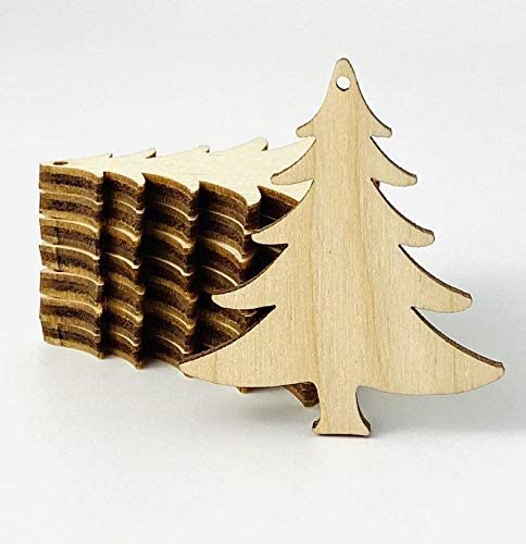 ALL SIZES BULK (12pc to 100pc) Unfinished Wood Laser Cutout Christmas Pine Tree Dangle Earring Jewelry Blanks Shape Crafts Made in Texas Texan Wood Crafts