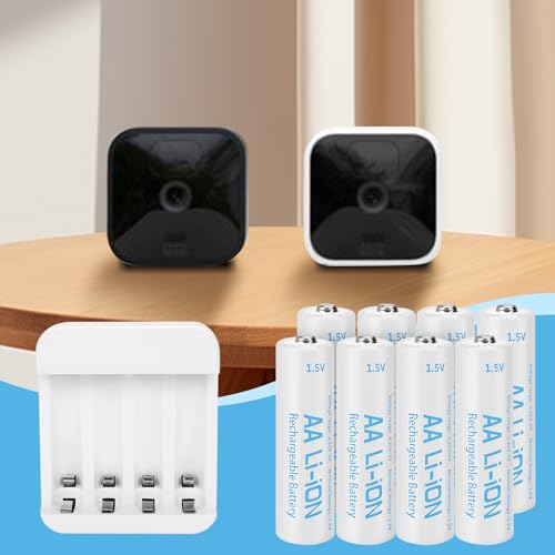 4 Pack 3600mWh Rechargeable 1.5V Lithium AA Batteries with Charger (4-Bay Independent Slot), Long Lasting Double A Size Battery for Blink Camera winbasic