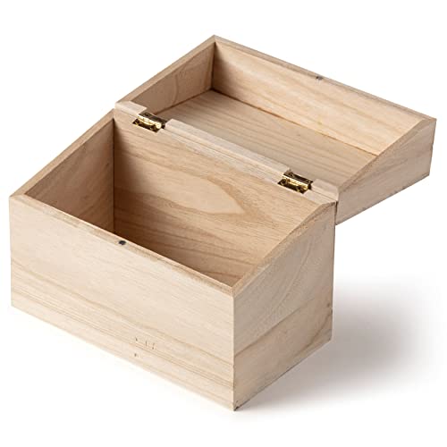 Make Market 6.5” Unfinished Wooden Recipe Box Ready-To-Decorate Wood Recipe Box, Holds 3” x 5” Index Cards - Bulk 6 Pack