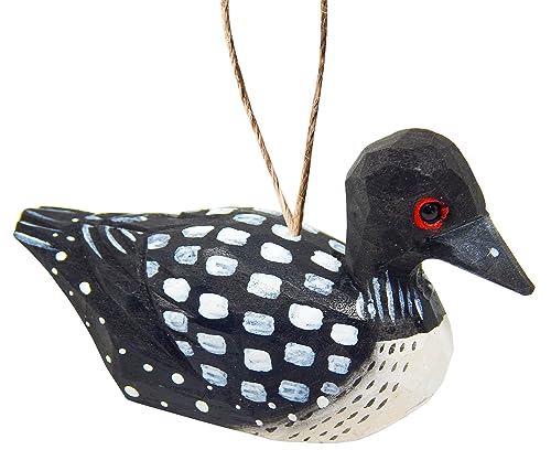 Common Loon Duck Wood Ornament Hanging Figurine Handmade Carved Decoration Selsela
