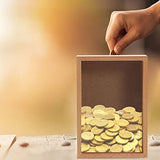 Zerodeko Unfinished Piggy Bank Money Box Wooden Tips Box Clear Piggy Banks Shadow Box Display Case Money Bank Wood Frame Coin Box Cash Storage Zerodeko