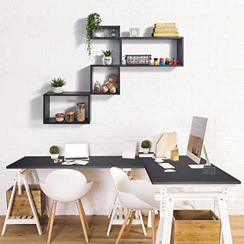 Kaboon Black Table Top 23.62" D x 59.1" W, Solid One-Piece Desktop, Universal Wood Countertop, Reversible Laminate Top, Double Desks, L-Desk DIY, for Kaboon